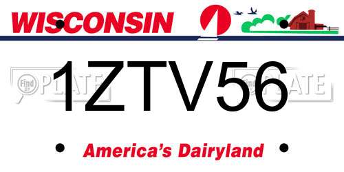 1ZTV56 Wisconsin License Plate