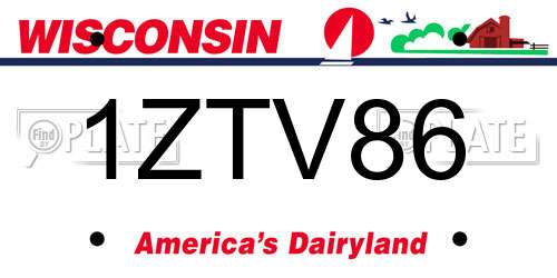 1ZTV86 Wisconsin License Plate