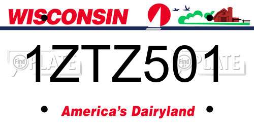 1ZTZ501 Wisconsin License Plate