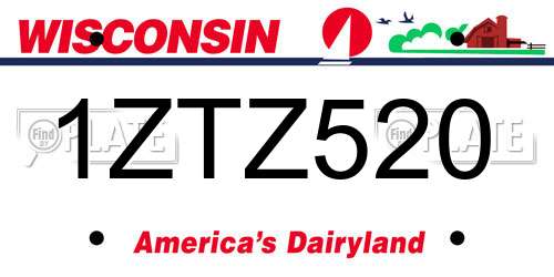 1ZTZ520 Wisconsin License Plate