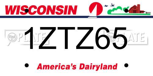 1ZTZ65 Wisconsin License Plate