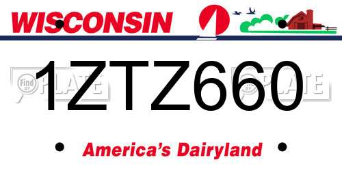 1ZTZ660 Wisconsin License Plate