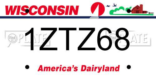 1ZTZ68 Wisconsin License Plate