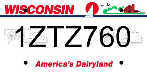 1ZTZ760 Wisconsin License Plate