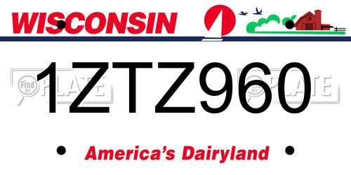 1ZTZ960 Wisconsin License Plate