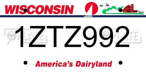 1ZTZ992 Wisconsin License Plate