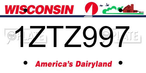 1ZTZ997 Wisconsin License Plate