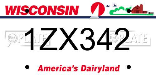1ZX342 Wisconsin License Plate