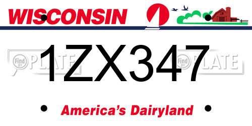 1ZX347 Wisconsin License Plate