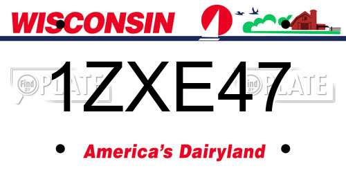 1ZXE47 Wisconsin License Plate