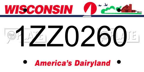 1ZZ0260 Wisconsin License Plate