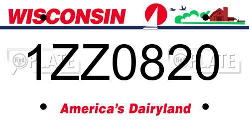1ZZ0820 Wisconsin License Plate