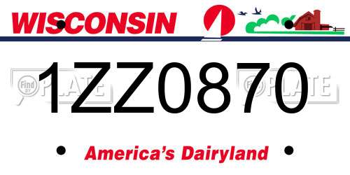 1ZZ0870 Wisconsin License Plate