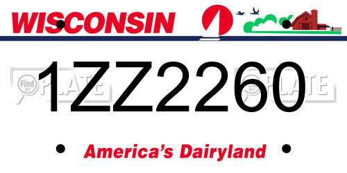 1ZZ2260 Wisconsin License Plate