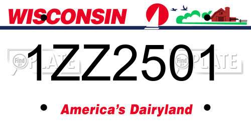 1ZZ2501 Wisconsin License Plate