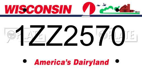 1ZZ2570 Wisconsin License Plate