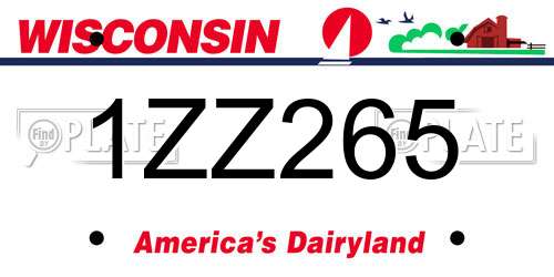 1ZZ265 Wisconsin License Plate