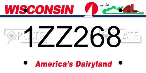 1ZZ268 Wisconsin License Plate