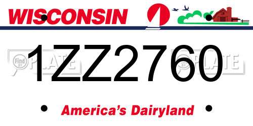 1ZZ2760 Wisconsin License Plate