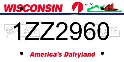1ZZ2960 Wisconsin License Plate