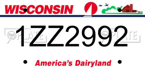 1ZZ2992 Wisconsin License Plate