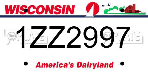1ZZ2997 Wisconsin License Plate