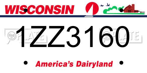 1ZZ3160 Wisconsin License Plate