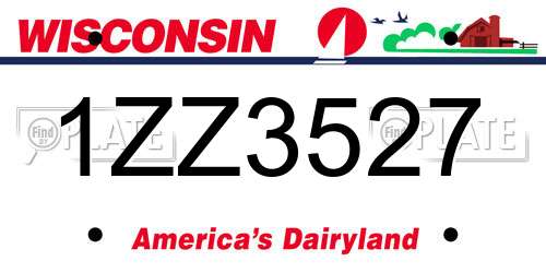 1ZZ3527 Wisconsin License Plate