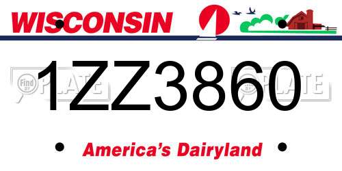 1ZZ3860 Wisconsin License Plate
