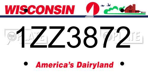 1ZZ3872 Wisconsin License Plate
