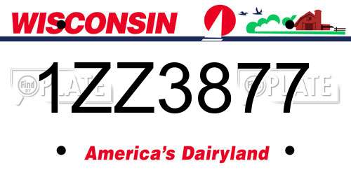 1ZZ3877 Wisconsin License Plate