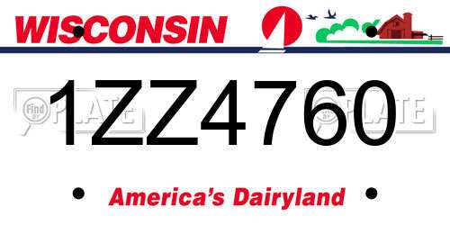 1ZZ4760 Wisconsin License Plate
