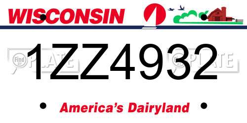 1ZZ4932 Wisconsin License Plate