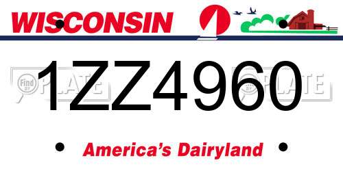 1ZZ4960 Wisconsin License Plate