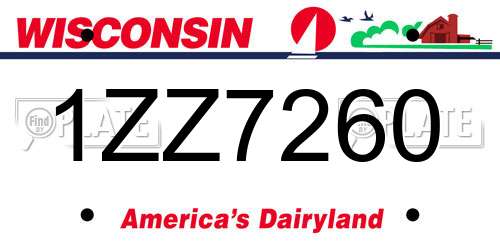 1ZZ7260 Wisconsin License Plate