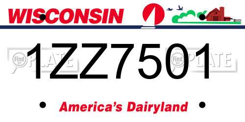 1ZZ7501 Wisconsin License Plate