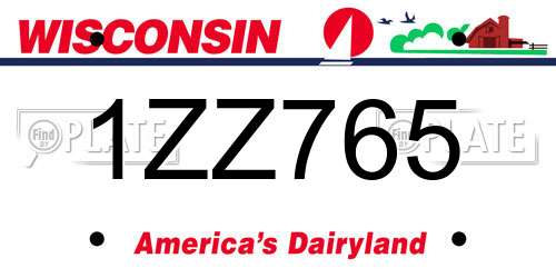 1ZZ765 Wisconsin License Plate
