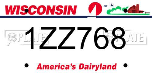 1ZZ768 Wisconsin License Plate