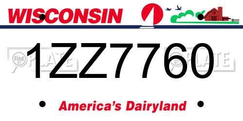 1ZZ7760 Wisconsin License Plate