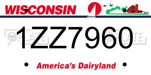1ZZ7960 Wisconsin License Plate