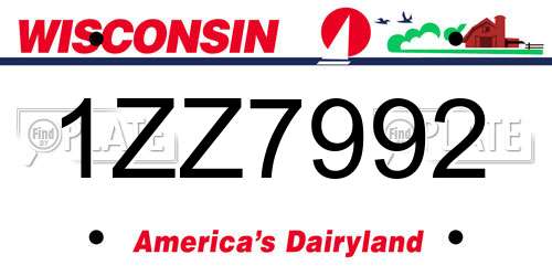 1ZZ7992 Wisconsin License Plate