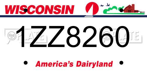 1ZZ8260 Wisconsin License Plate
