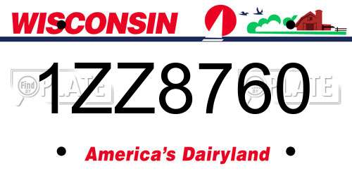 1ZZ8760 Wisconsin License Plate