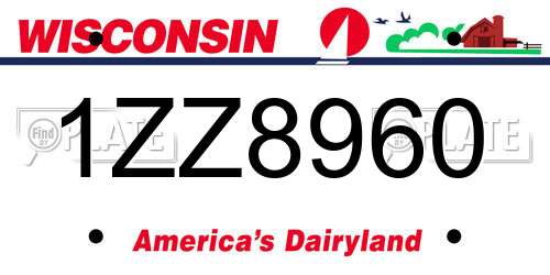 1ZZ8960 Wisconsin License Plate