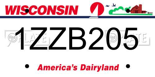 1ZZB205 Wisconsin License Plate