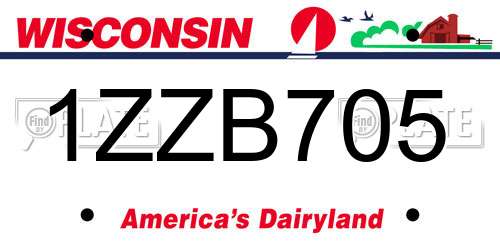 1ZZB705 Wisconsin License Plate