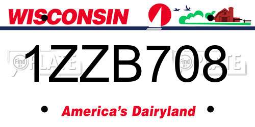 1ZZB708 Wisconsin License Plate