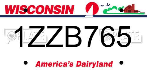 1ZZB765 Wisconsin License Plate
