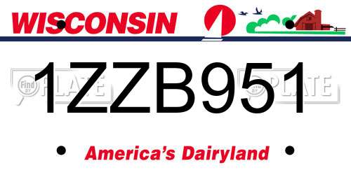 1ZZB951 Wisconsin License Plate