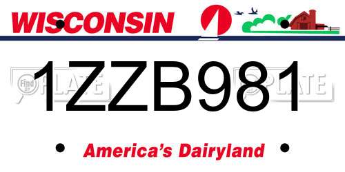1ZZB981 Wisconsin License Plate
